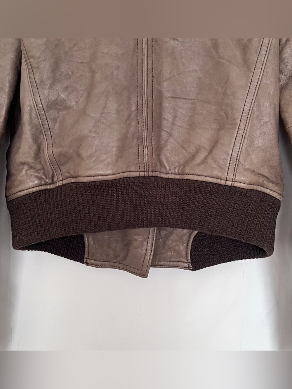 American Eagle Genuine Leather Bomber Jacket Elbow Patches Military Size Small - Picture 8 of 16